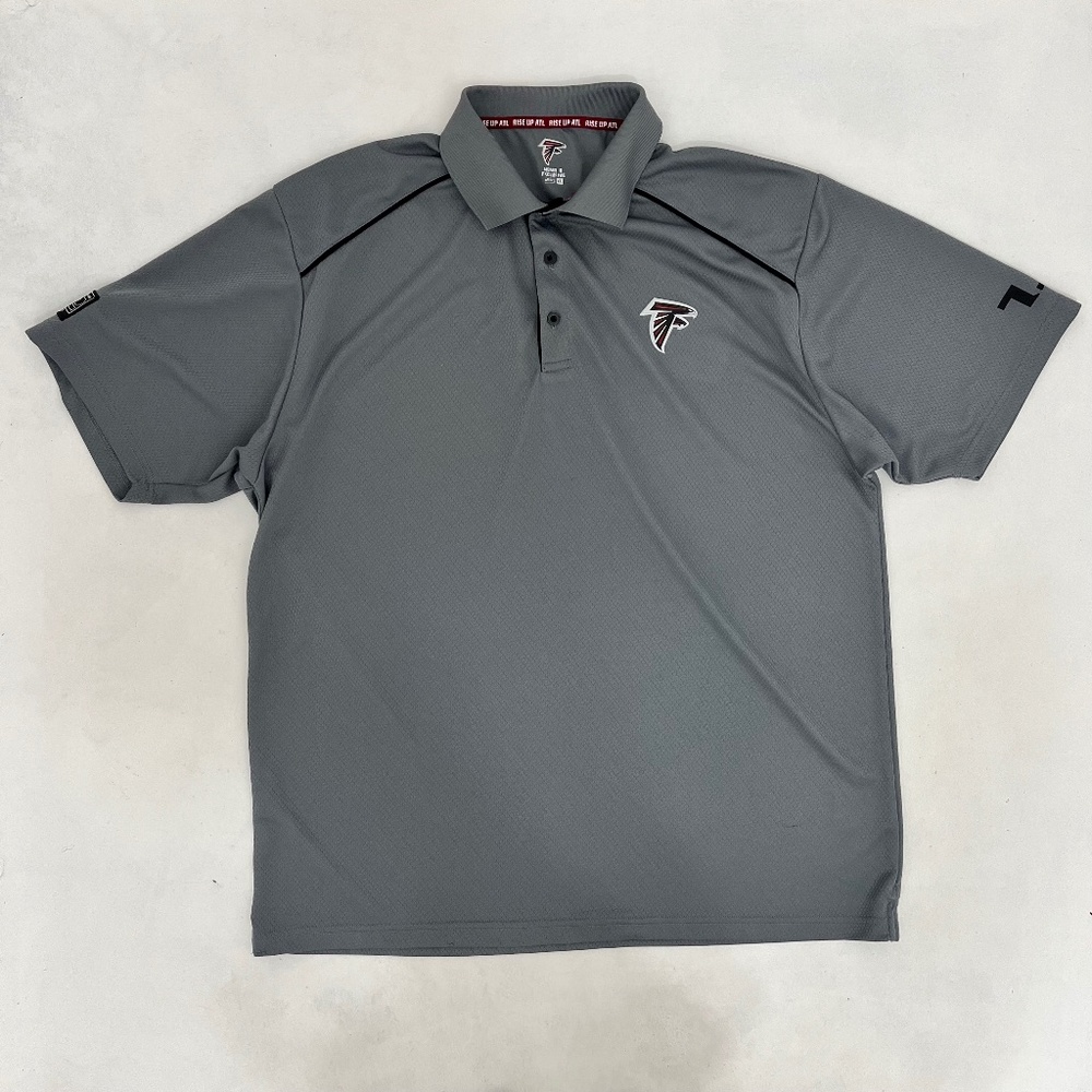 NFL Atlanta Falcons Mens Size‎ XL Polo Shirt Gray Pique Knit Rise Up ATL 2022